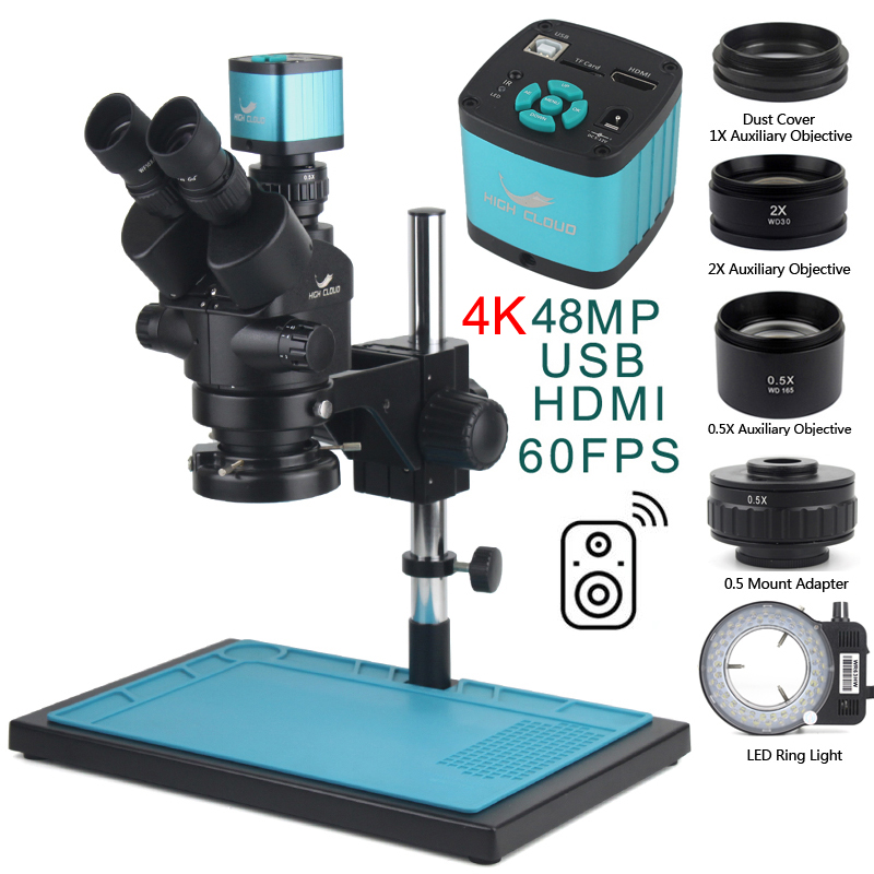 Stereo Trinocular Microscope Pcb - 3.5X-90X Simul-FOCAL กล้องจุลทรรศน์สเตอริโอ Trinocular 4K 2K