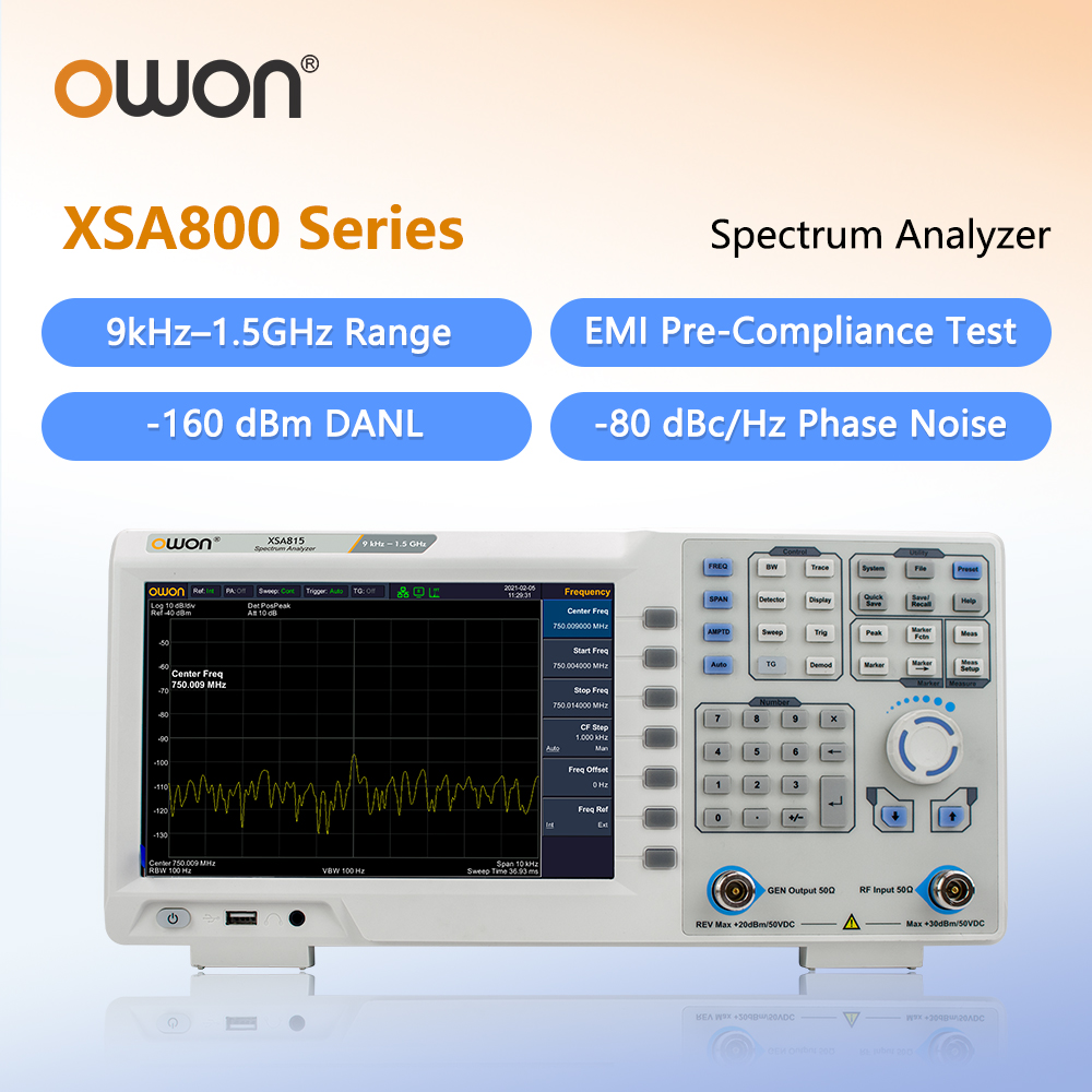 Signal Generator Spectrum Analyzer - เครื่องวิเคราะห์สเปกตรัม OWON พร้อมเครื่องกำเนิดสัญญาณติดตามรุ่น XSA815TG 9kHz-1.5GHz -160dBm