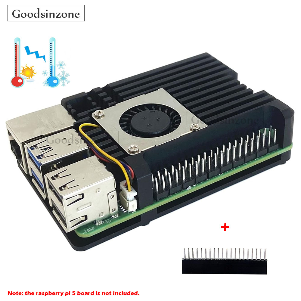 Raspberry Pi 5 8Gb Kit - เคสอะลูมิเนียมอัลลอยด์สำหรับ Raspberry Pi 5 พร้อมชุดพัดลมระบายความร้อน +