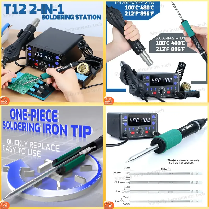 สถานีบัดกรี 775W 2 in 1 พร้อมช - Hot Air Rework Station T12 บทวิจารณ์และราคา